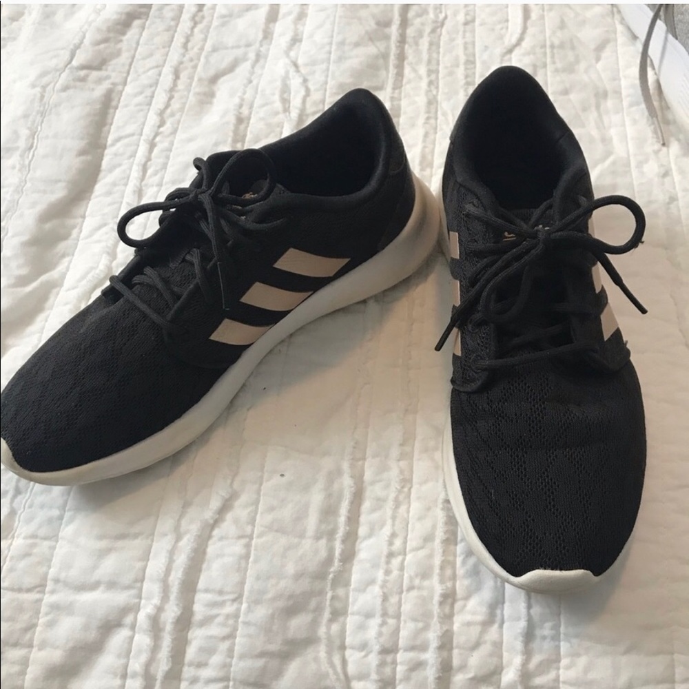 Adidas cloud foam black with rose gold stripes